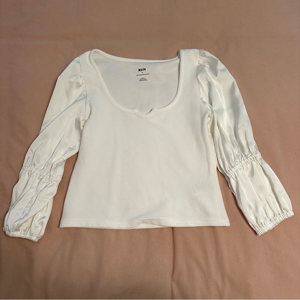 size xs anthropologie top with satin sleeves